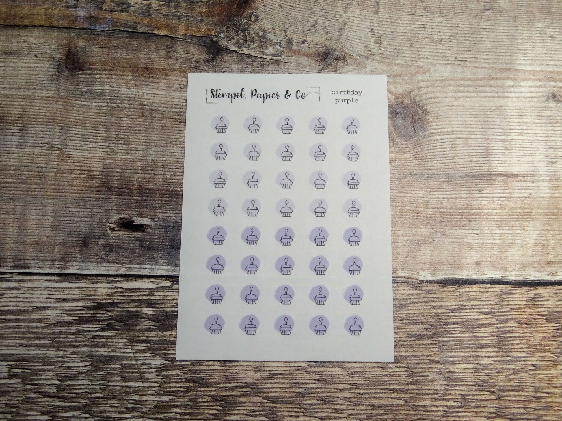 Stickerbogen Geburtstag Geburtstagstörtchen, kreisrunde Sticker transparent matt | Sticker für Bullet Journal, Planer und Kalender
