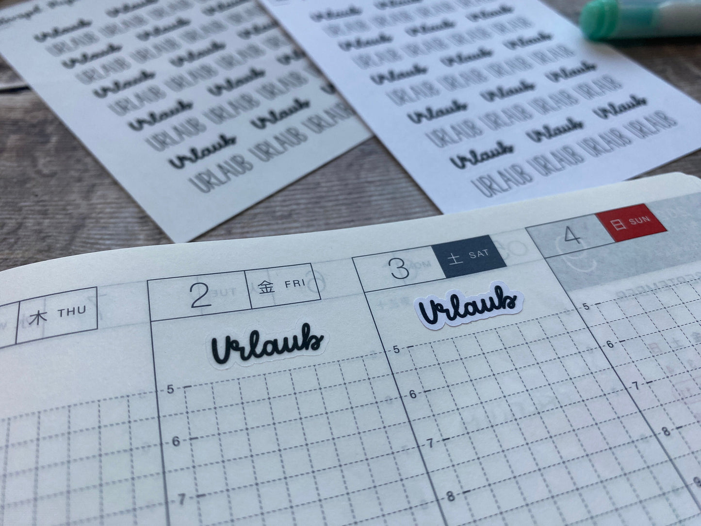 Stickerbogen mit Schriftzügen für Urlaub | Sticker für Bullet Journal und Planer