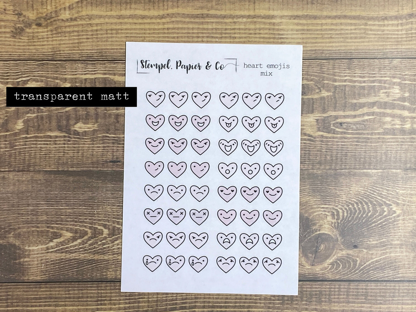 Stickerbogen Herz Emojis | Sticker für Bullet Journal, Planer und Kalender