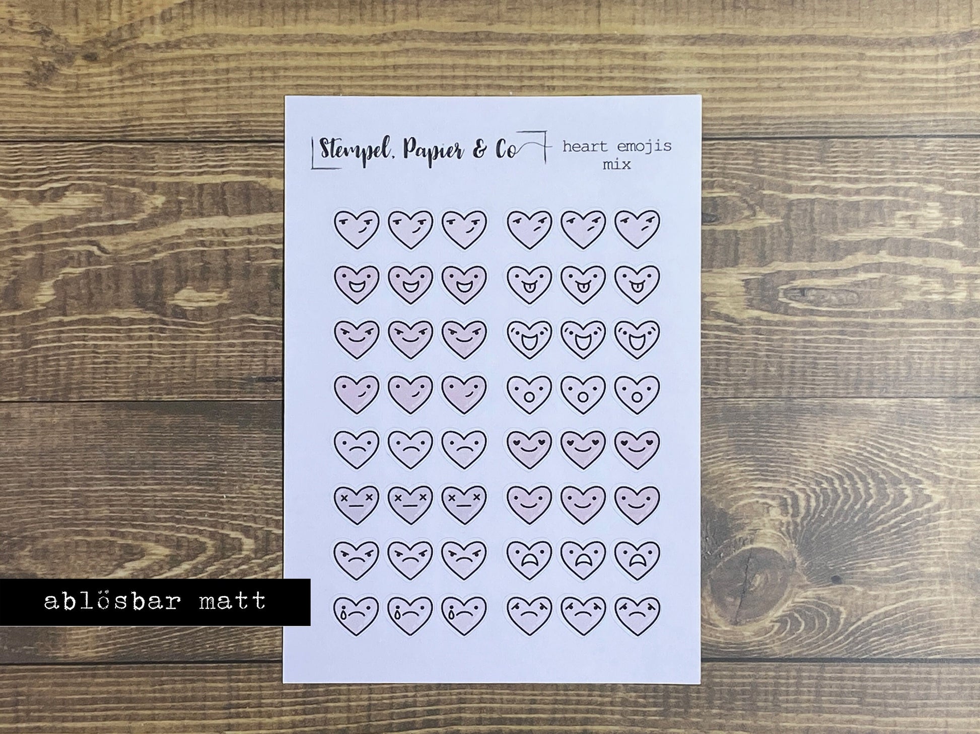 Stickerbogen Herz Emojis | Sticker für Bullet Journal, Planer und Kalender