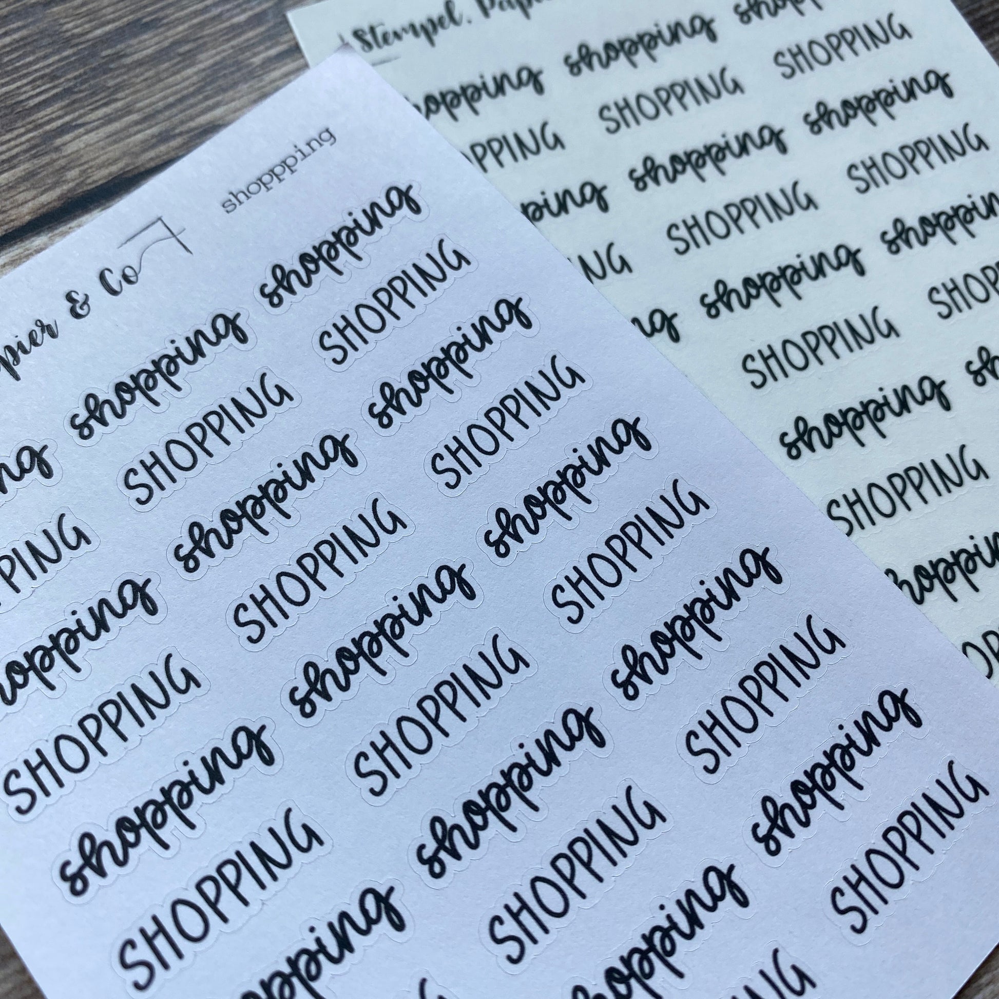 Stickerbogen "shopping", Schriftzug Shopping für Einkaufen, Einkaufsplanung | Sticker für Bullet Journal, Planer und Kalender