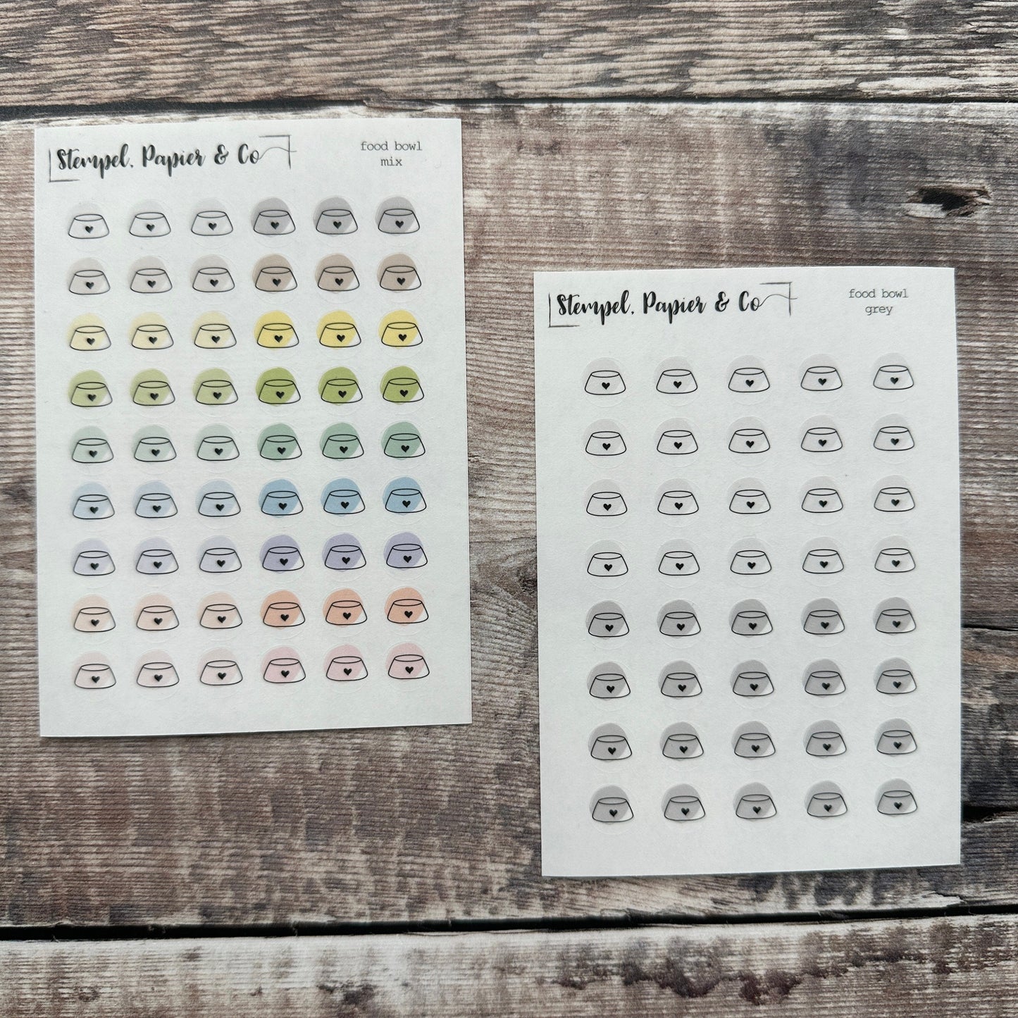 Stickerbogen Tiernapf für Katzen, Hunden ua. | kreisrunde Sticker transparent matt | Sticker für Bullet Journal, Planer und Kalender