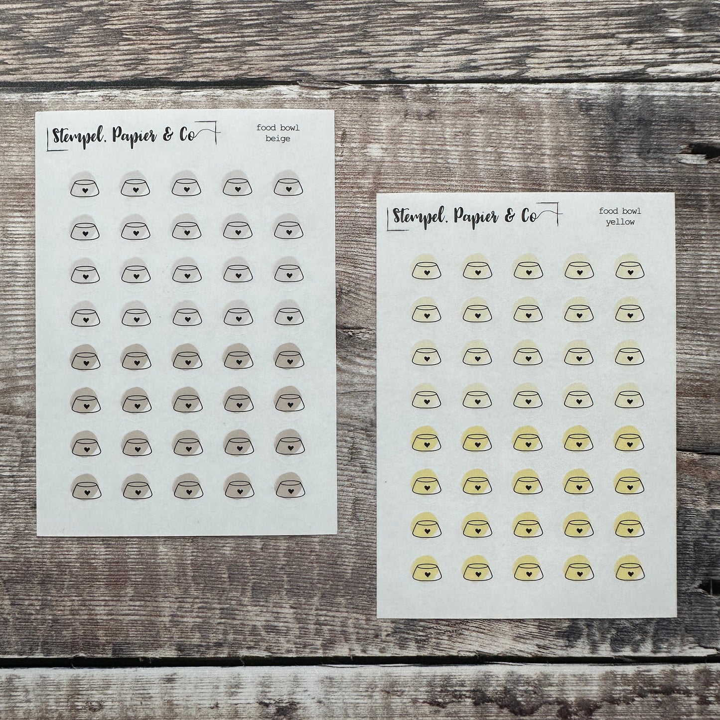 Stickerbogen Tiernapf für Katzen, Hunden ua. | kreisrunde Sticker transparent matt | Sticker für Bullet Journal, Planer und Kalender