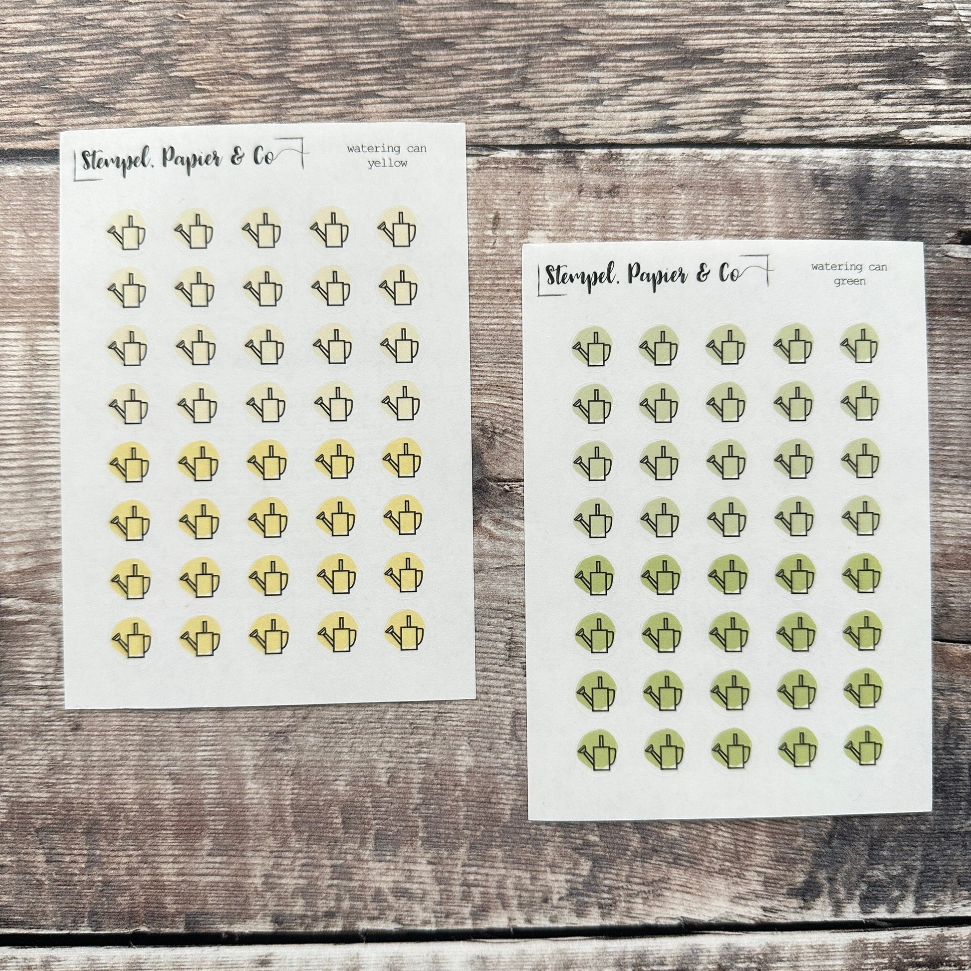 Stickerbogen Gießkanne, Wasserkanne mit einzeln ablösbaren kreisrunden Stickern in transparent matt für Bullet Journal, Planer und Kalender