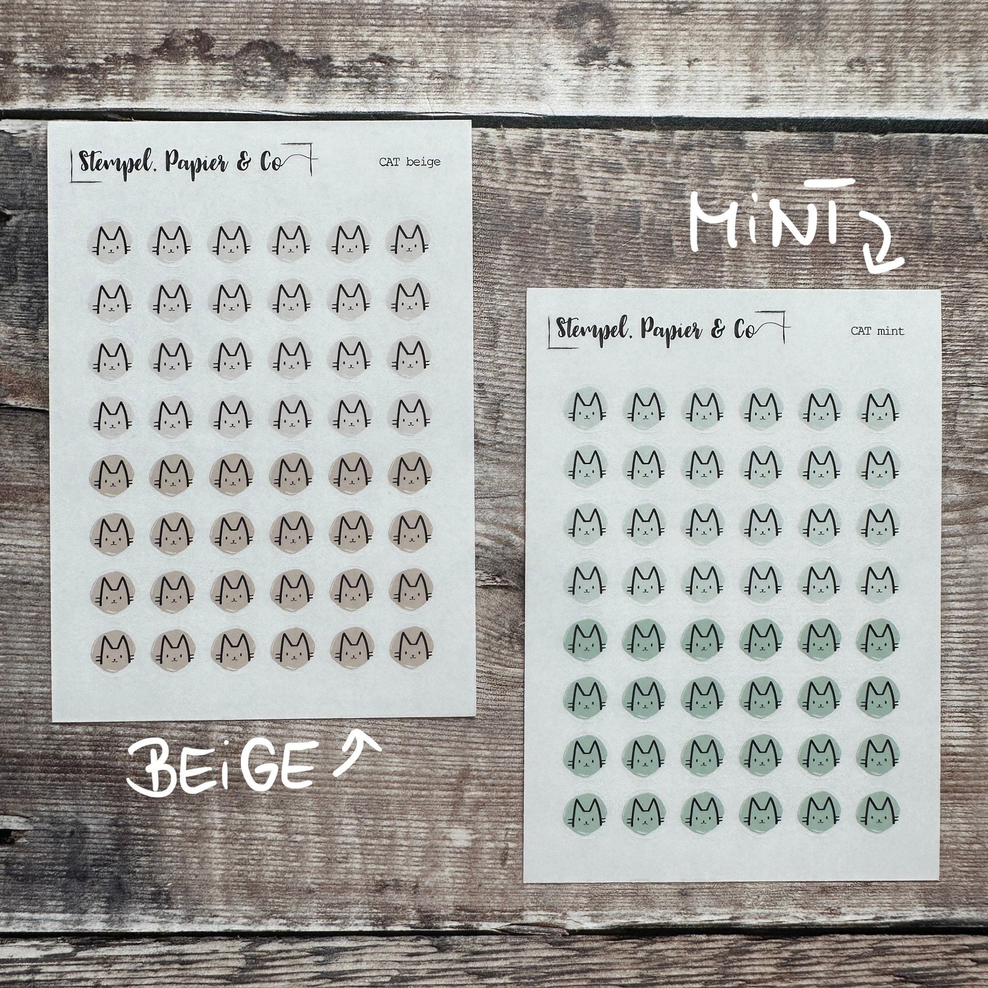 Stickerbogen Katzen - kreisrunde Sticker in transparent matt für Bullet Journal, Planer und Kalender