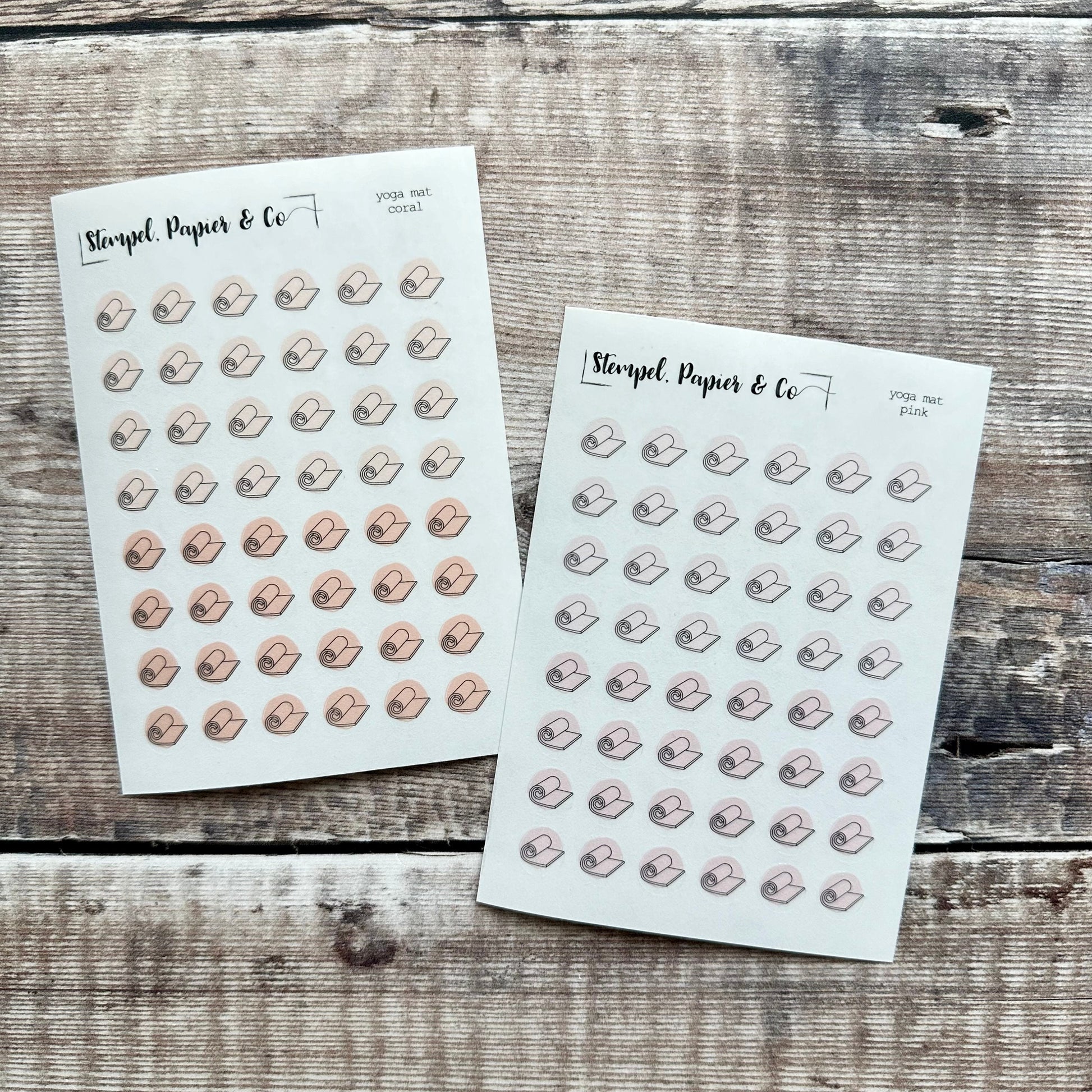 Stickerbogen Yoga, Yogamatte, einzeln ablösbare kreisrunde Sticker transparent matt für Bullet Journal, Planer und Kalender