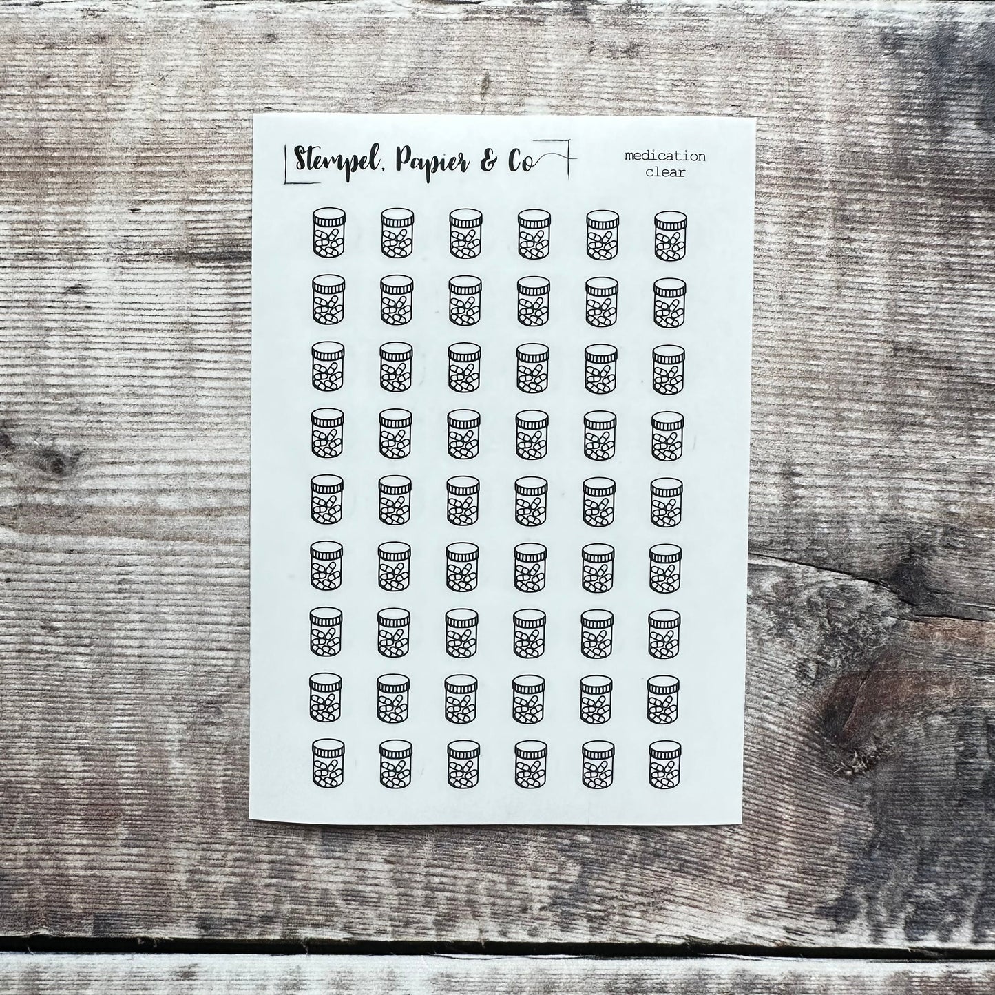 Stickerbogen Medikamente, Tabletten, einzeln ablösbare kreisrunde Sticker transparent matt | Sticker für Bullet Journal, Planer und Kalender