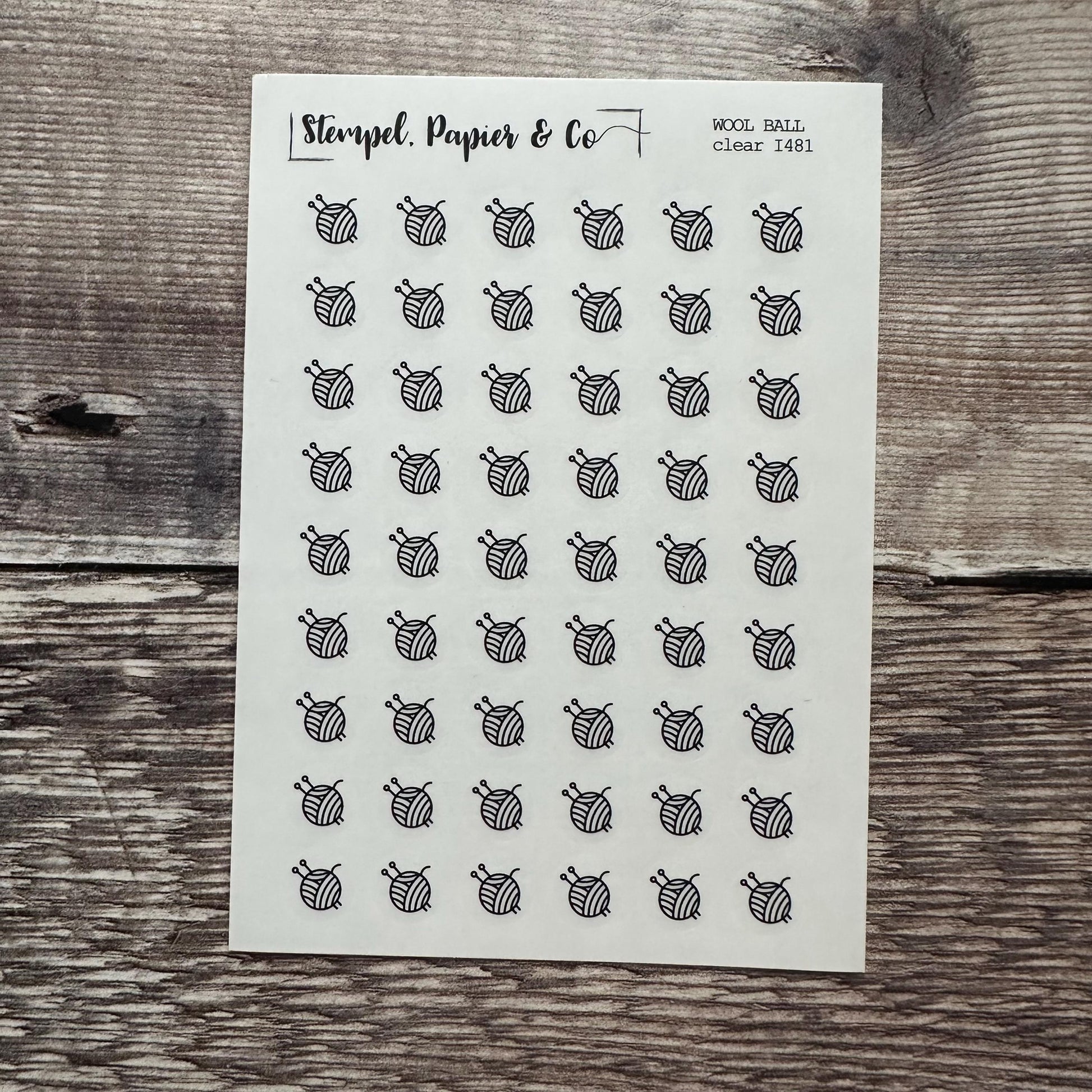 Stickerbogen Stricken, Häkeln, Wollknäuel, einzeln ablösbare kreisrunde Sticker in transparent matt für Bullet Journal, Planer und Kalender