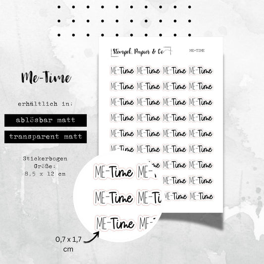 Stickerbogen "me-time", Zeit für mich, kleine Schriftzug Sticker für Bullet Journal, Planer und Kalender