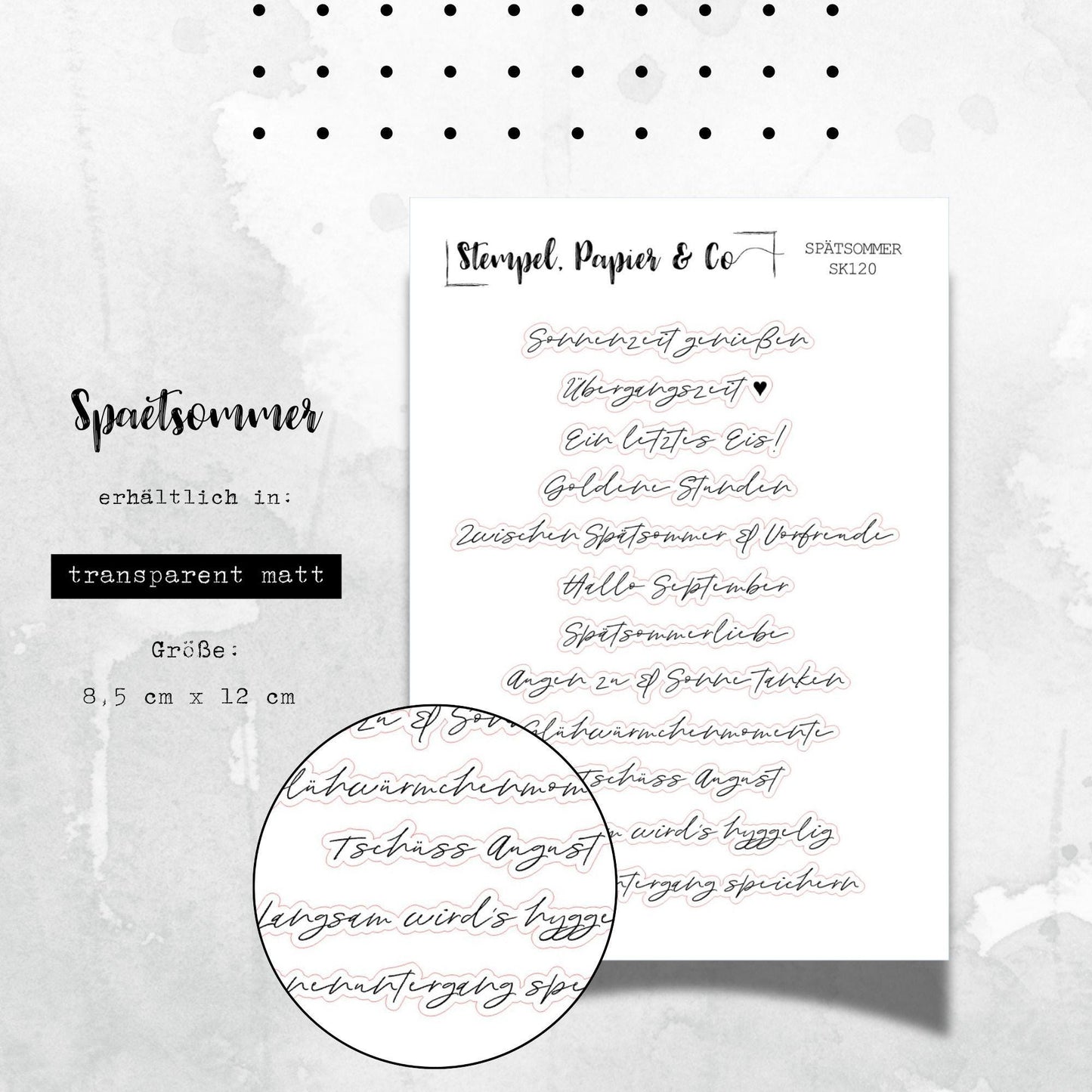 Stickerbogen mit spätsommerlichen Schriftzügen, Bucket List, einzeln ablösbare Sticker für Bullet Journal, Planer und Kalender