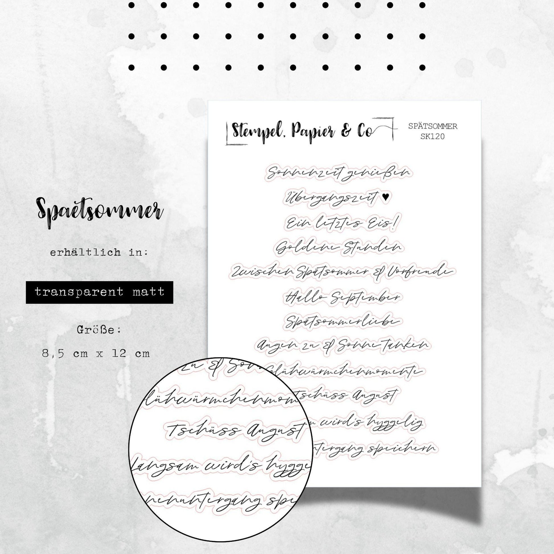 Stickerbogen mit spätsommerlichen Schriftzügen, Bucket List, einzeln ablösbare Sticker für Bullet Journal, Planer und Kalender