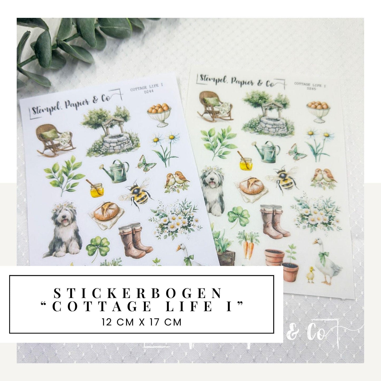 Stickerbogen Landleben, einzeln ablösbare Sticker in der Papiervariante weiß oder transparent matt für Bullet Journal, Planer, Kalender