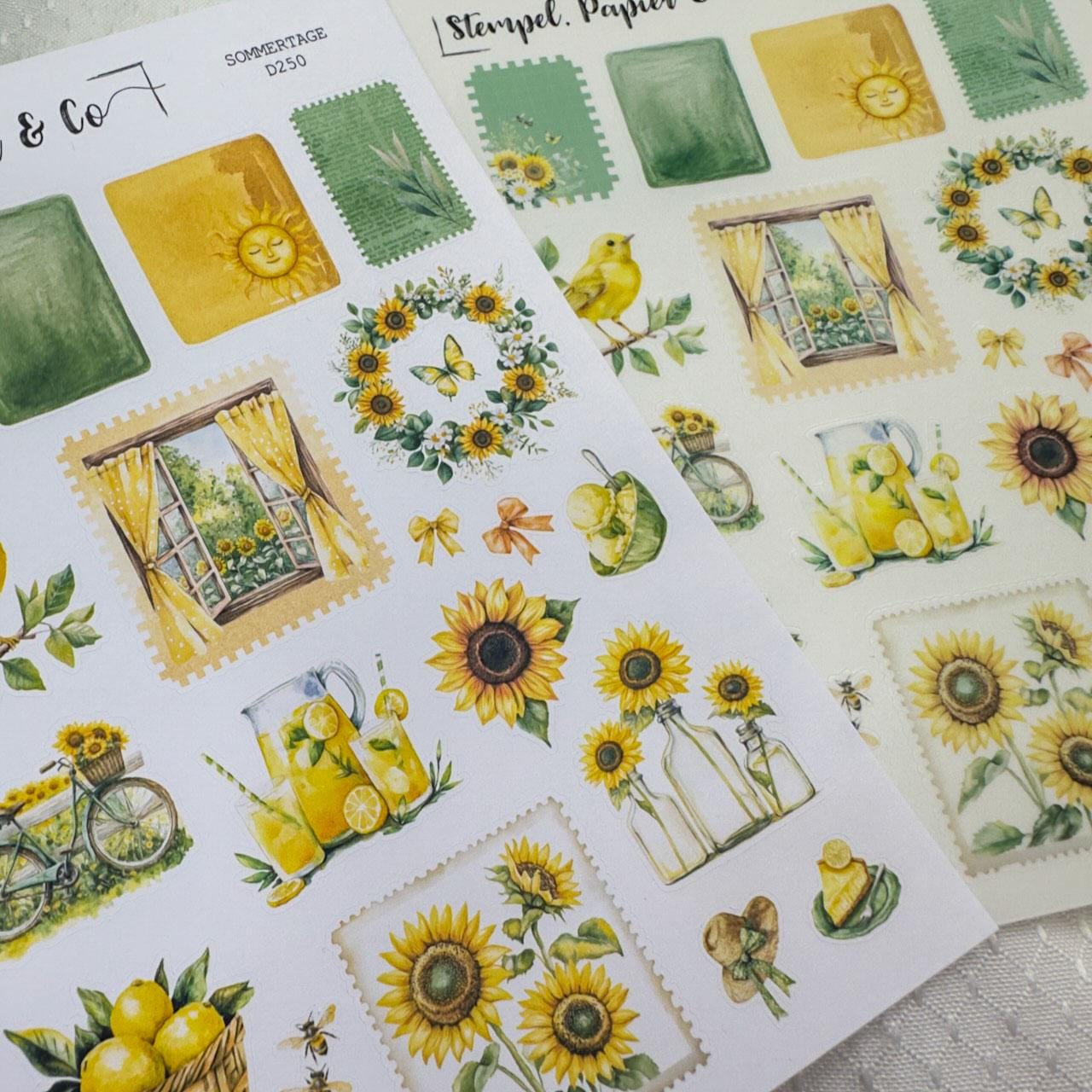 Stickerbogen Sommertage, einzeln ablösbare Sticker in der Papiervariante weiß oder transparent matt für Bullet Journal, Planer, Kalender