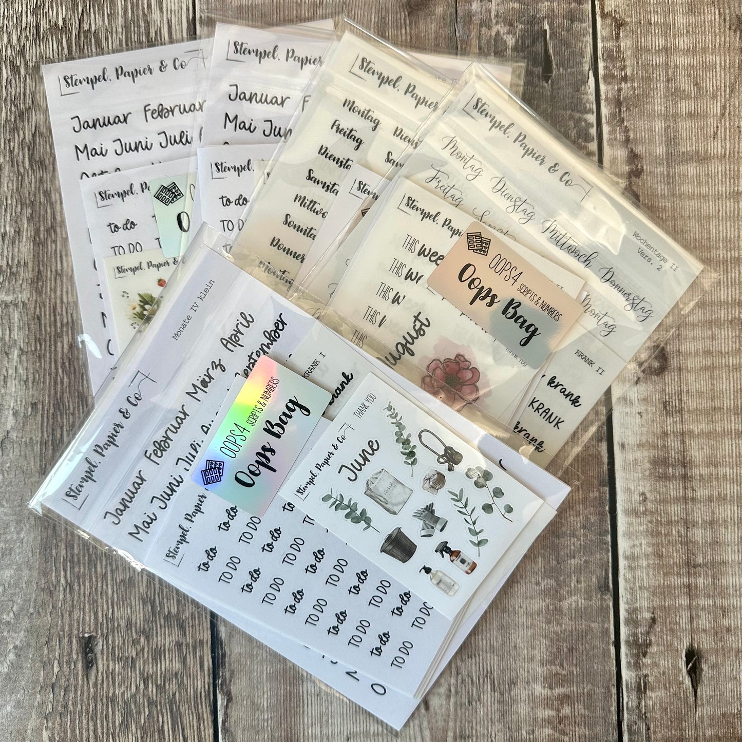 Oops Tüte Stickerbögen Schriften & Zahlen | 8,5x12 cm & 12x17 cm