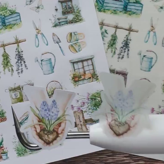Stickerbogen mit Gartenmotiven, Gartenarbeit, einzeln ablösbare Sticker für Bullet Journal, Planer und Kalender